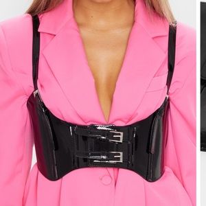 PLT black PU corset NEVER WORN
